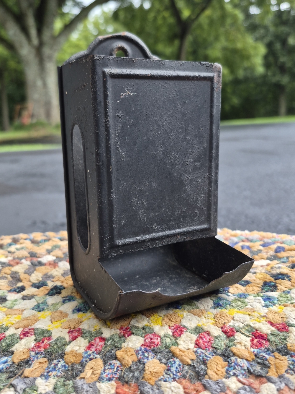 Vintage Black Metal Wall-Mount Match Holder